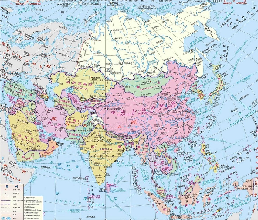 亚洲地图高清版大图 完整电子版0