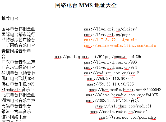 mms地址大全(网络电台地址大全) 0
