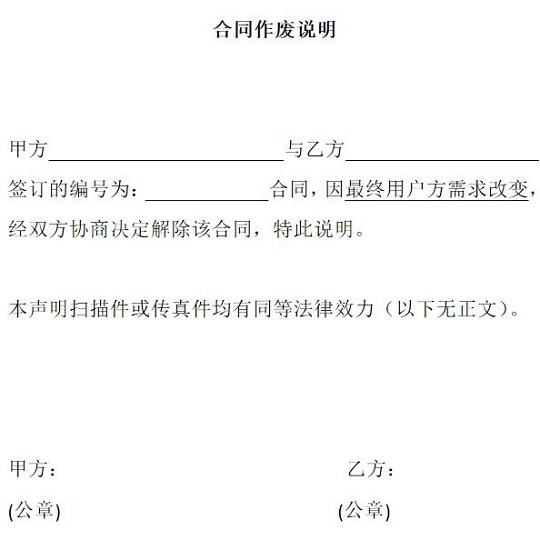 合同作废声明范本模板 docx格式0