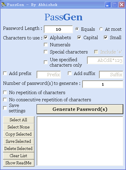 密码生成软件PassGen v1.5 免费版0