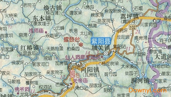 紫阳县乡镇地图