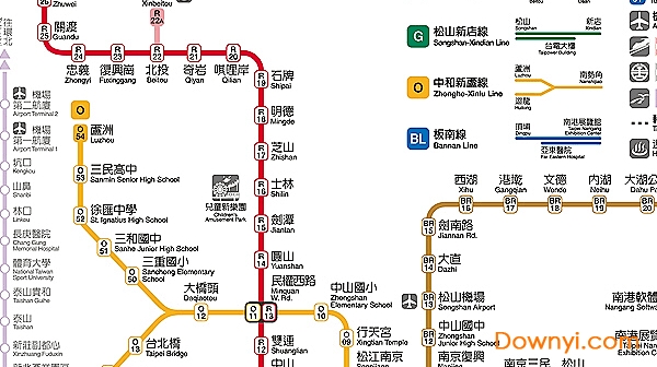 台北地铁线图高清版 台北地铁线路图