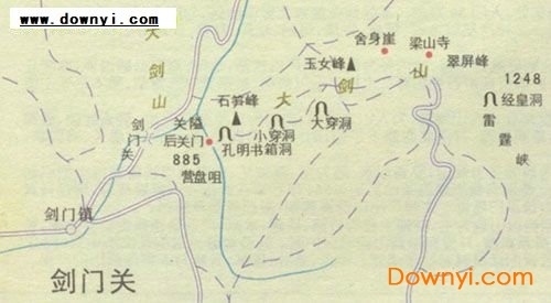 剑门关景区游览示意图 剑门关路线图