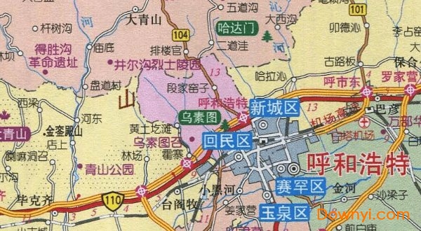 呼和浩特旅游地图高清版