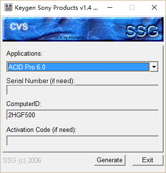 acid6.0注册机软件 绿色版1