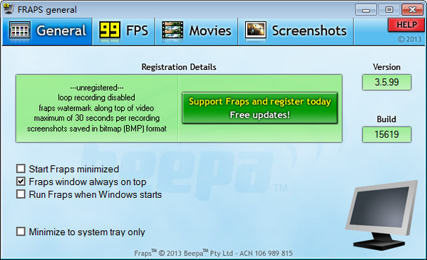 游戏录像截图软件(fraps)