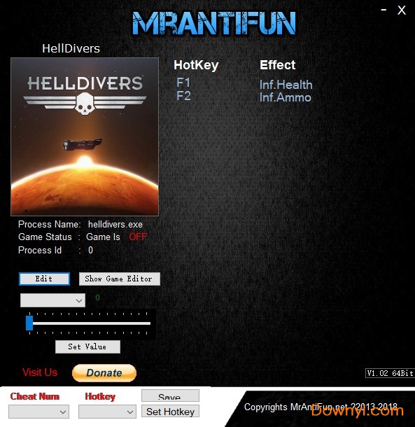 地狱潜者ce修改器 v2018.11.07 绿色版0