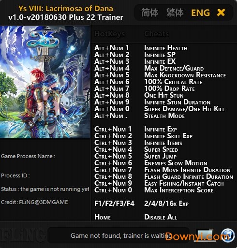 伊苏8属性修改器 v20180630 绿色版0