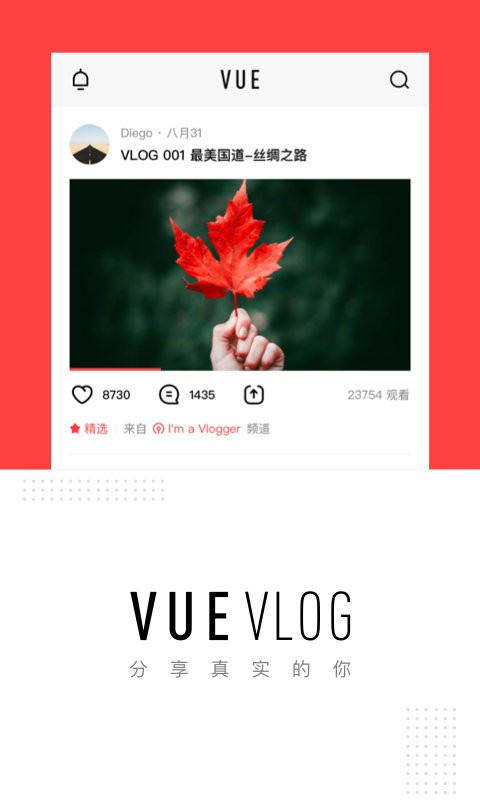 VUE Vlog app
